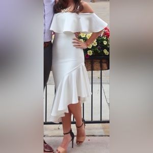 Lulus asymmetrical white stretchy dress size XS
